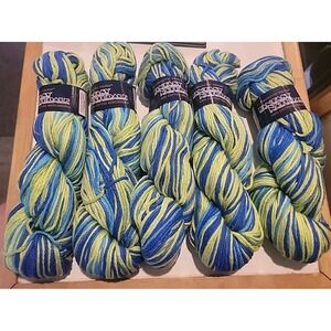 Plymouth Fantasy Naturale 9936 Yarn Blue Green Worsted 5 Skeins 100% Cotton